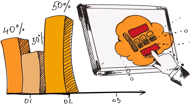 Ein aufgeklappter Laptop stellt verschiedenste Datennutzungen dar.